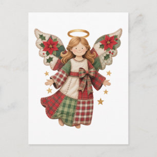 Weihnachtsengel mit goldenen Sternen Postkarte