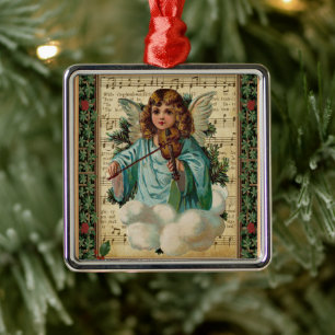 Weihnachtsengel mit Violine Ornament Aus Metall
