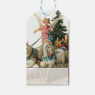 Weihnachtsengel mit Wagen voller Weihnachtsgeschen Geschenkanhänger