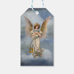 Weihnachtsengel Nachthimmel Religiös Vintage Gold Geschenkanhänger