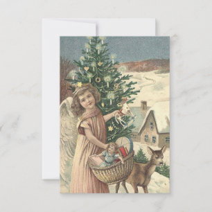 Weihnachtsengel-Rentiere Flachbildschirm Mitteilungskarte