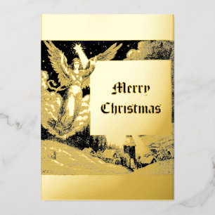 Weihnachtsengel & Stern Vintage viktorianische Ära Folien Feiertagskarte