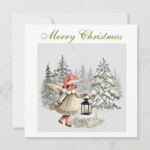 Weihnachtsengel und Kind im Vintage-Stil Feiertagskarte