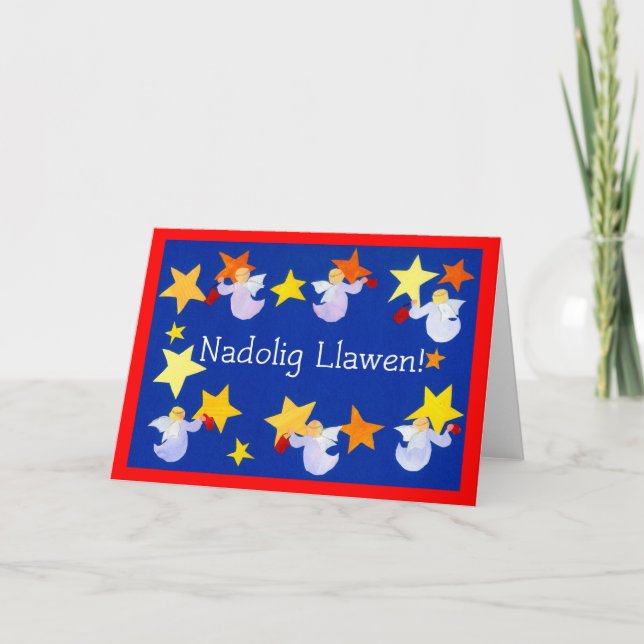 Weihnachtsengels-Karte, Waliser-Gruß Feiertagskarte (Vorderseite)