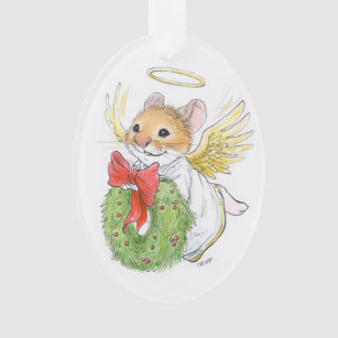Weihnachtsengels-Maus mit Kranz Verzierung Ornament