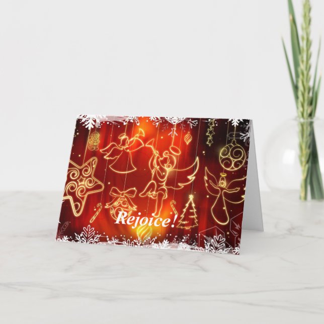 Weihnachtsengelstrompeten "große frohe Neuigkeiten Feiertagskarte (Vorderseite)