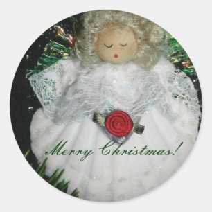 Weihnachtsengelsverzierung, frohe Weihnachten! Runder Aufkleber