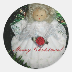 Weihnachtsengelsverzierung, fröhlicher Ch… - Runder Aufkleber
