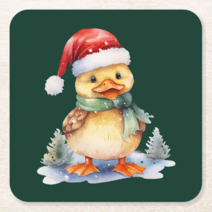Weihnachtsente Rechteckiger Pappuntersetzer