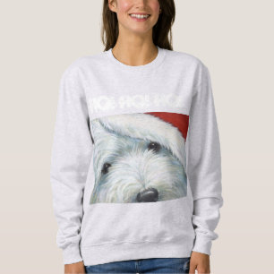 Weihnachtsentwurf "flockiger Sankt" Westie durch Sweatshirt