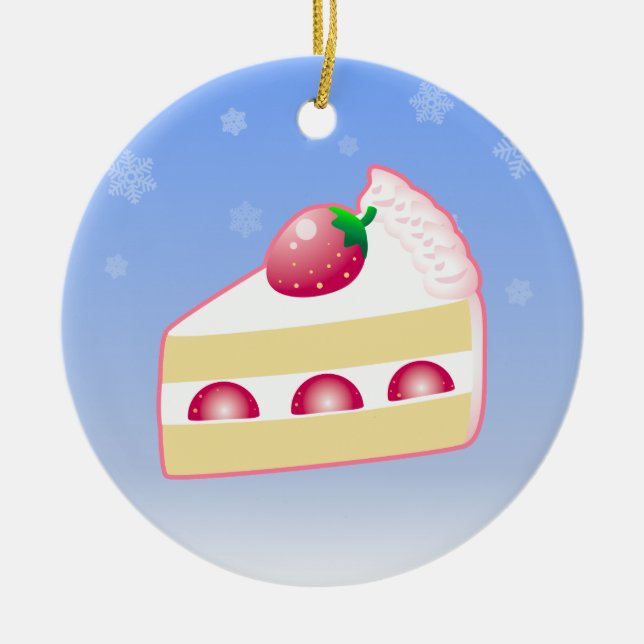 Weihnachtserdbeerkuchen Keramik Ornament (Vorne)