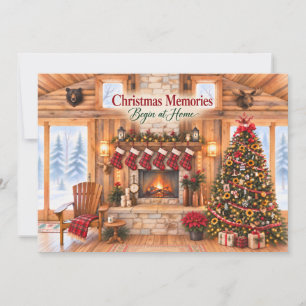 Weihnachtserinnerungen beginnen zu Hause Feiertagskarte