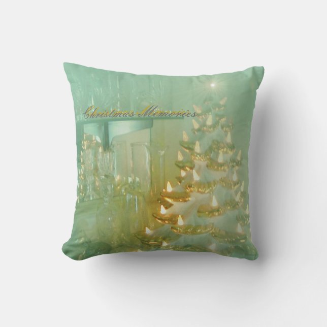 WeihnachtsErinnerungen Pillow in ein Lichtaqua Kissen (Vorderseite)