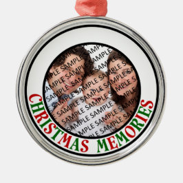 WeihnachtsErinnerungens-GedenkFoto Silbernes Ornament