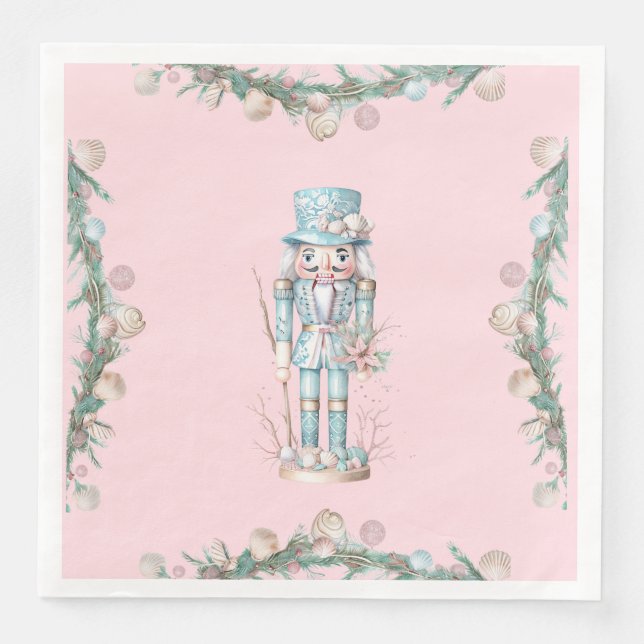 Weihnachtsernährstoff an der Küste Seashell Serviette (Vorderseite)