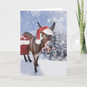 Weihnachtsesel mit lustiger roter Mütze Karte