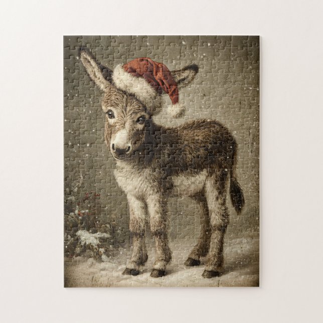 Weihnachtsesel Vintage Puzzle (Vertikal)