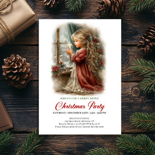 Weihnachtsessen Einladung Süßes Mädchen Winterland