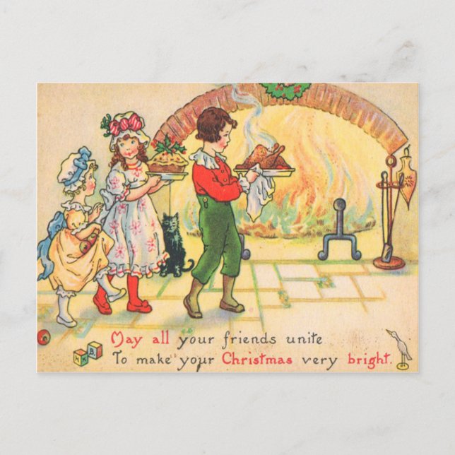 Weihnachtsessen Feiertagspostkarte (Vorderseite)