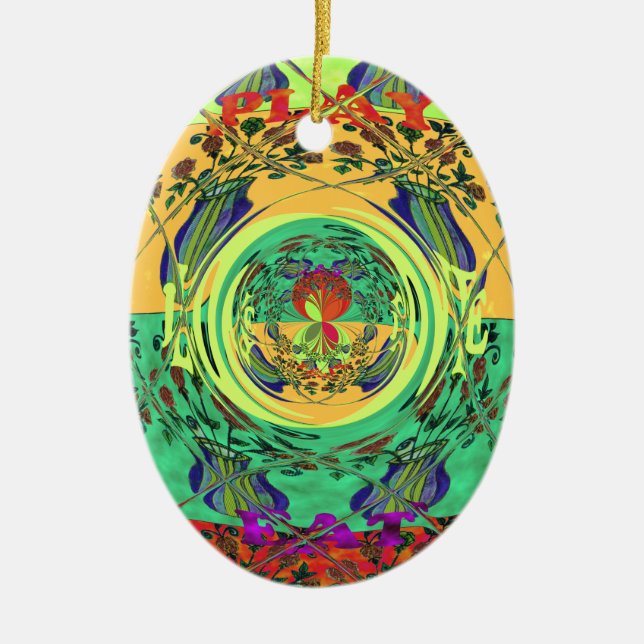 Weihnachtsessen Liebe Spielen Hakuna Matata Color. Keramik Ornament (Vorne)