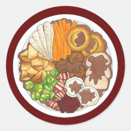 Weihnachtsessen Party UK Festive British Food Runder Aufkleber