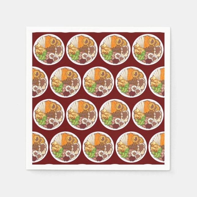 Weihnachtsessen Party UK Festive British Food Serviette (Vorderseite)