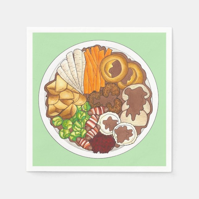 Weihnachtsessen Party UK Festive British Food Serviette (Vorderseite)