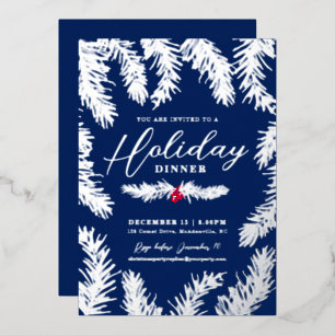 Weihnachtsessen Rot Blau Folien Feiertagskarte