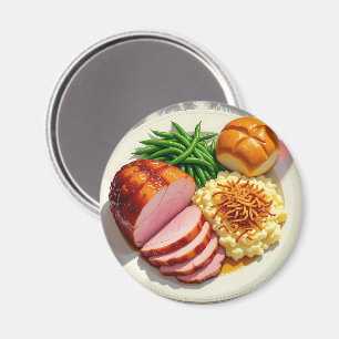 Weihnachtsessen, Schinken, Kartoffeln Magnet