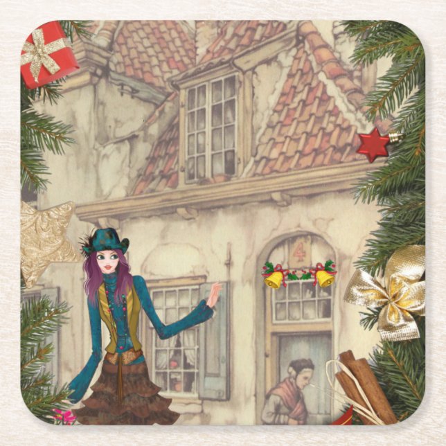 Weihnachtsessen Tischdekor Rechteckiger Pappuntersetzer (Vorderseite)