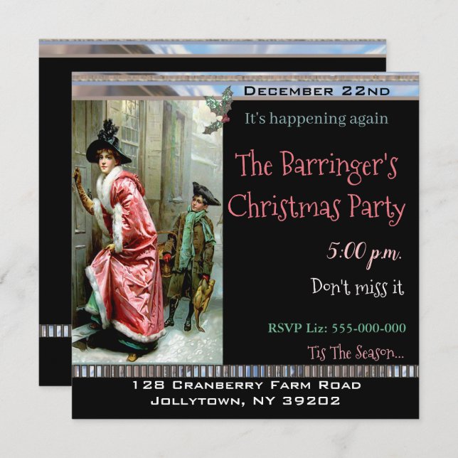 Weihnachtsessen Viktorianisches Party Einladung (Vorne/Hinten)