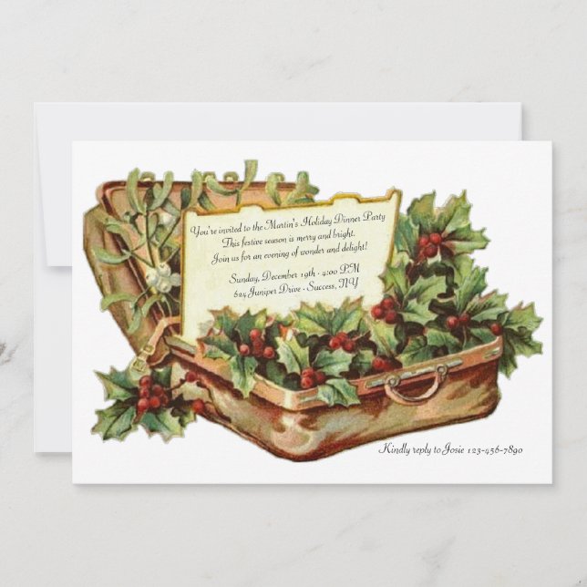 Weihnachtsessen Vintage Einladung (Vorderseite)