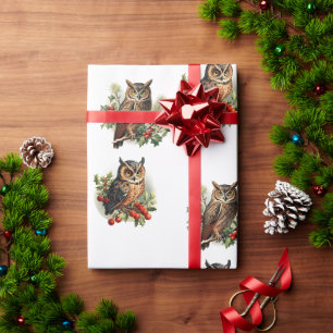 Weihnachtseule im Vintage-Stil Geschenkpapier