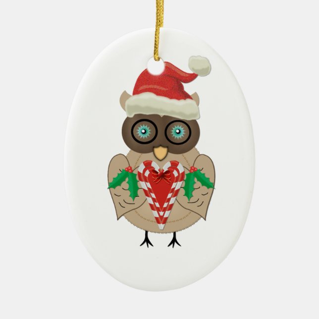 Weihnachtseule Keramik Ornament (Vorne)