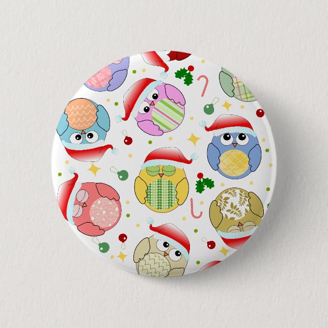 Weihnachtseulen-Entwurf Button (Vorderseite)