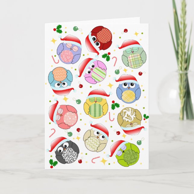 Weihnachtseulen-Entwurf Feiertagskarte (Vorderseite)