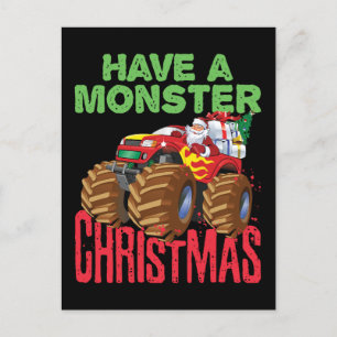 Weihnachtsfahrer Monster LKW feiern Weihnachten Postkarte