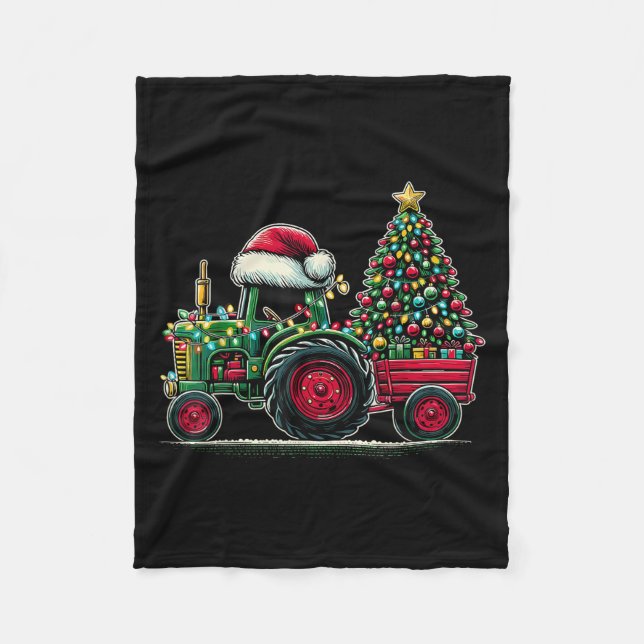 Weihnachtsfahrer Weihnachtsbaum Fleecedecke (Vorderseite)