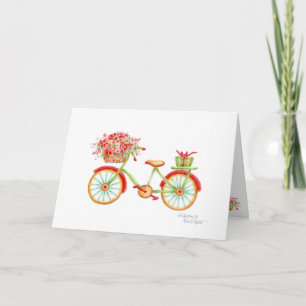 Weihnachtsfahrrad-Blumenkorb-Leerkarte Feiertagskarte