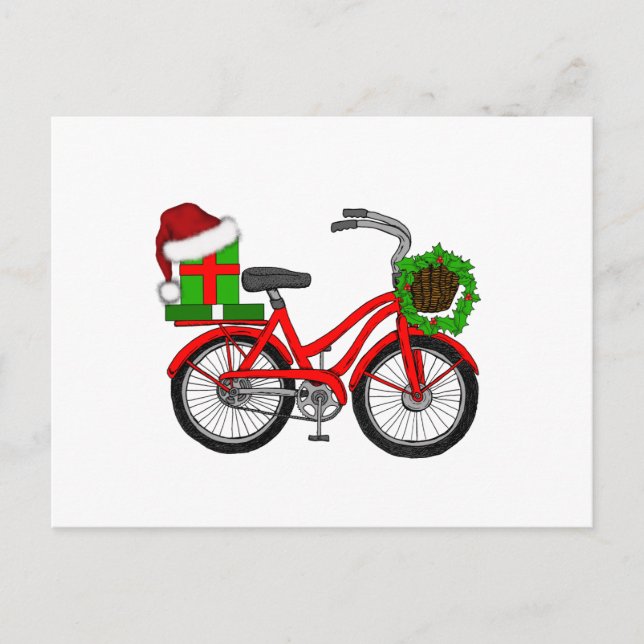 Weihnachtsfahrrad Feiertagspostkarte (Vorderseite)