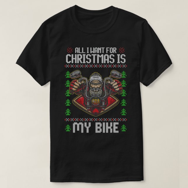 Weihnachtsfahrrad Motorrad Kreuzfahrrad Motorrad T-Shirt (Design vorne)