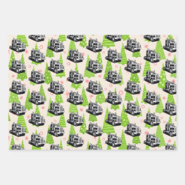 Weihnachtsfahrzeughersteller Achtzehn Rad Cool Geschenkpapier Set