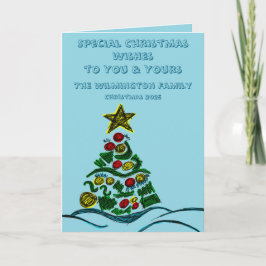 Weihnachtsfalten in der Familie mit festlichem, ve Karte