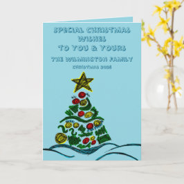 Weihnachtsfalten in der Familie mit festlichem, ve Karte