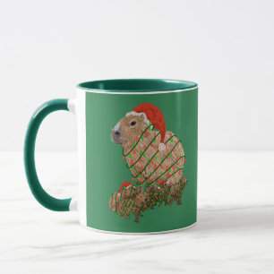 Weihnachtsfamilie Capybaras eingewickelt in Lichte Tasse