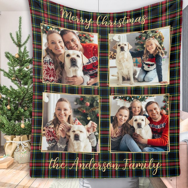 Weihnachtsfamilie Custom 4 Fotos Urlaub Kariert Fleecedecke (Von Creator hochgeladen)