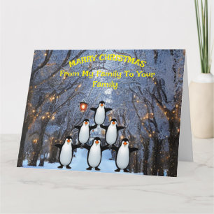 Weihnachtsfamilie der Pinguine mit Spaß Karte