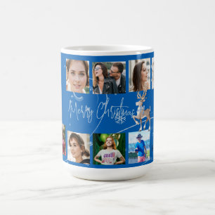 Weihnachtsfamilie Foto Collage Blue Deer Kaffeetasse