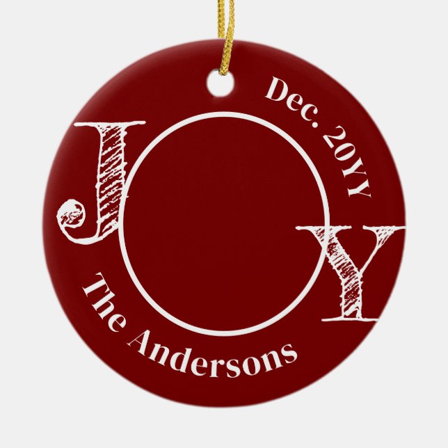 Weihnachtsfamilie Foto Freude Moderne Minimalistis Keramik Ornament (Vorne)