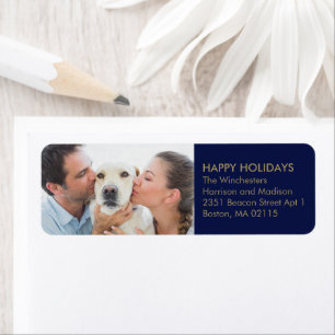 Weihnachtsfamilie Foto Gold dunkelmarineblau Moder